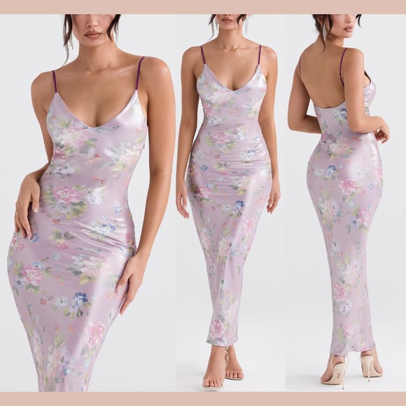 House of CB Dresses & Skirts - NEW $225 House of CB [ Small ] V Neck ARIA Mauve Floral Maxi Slip Dress‎ #7097